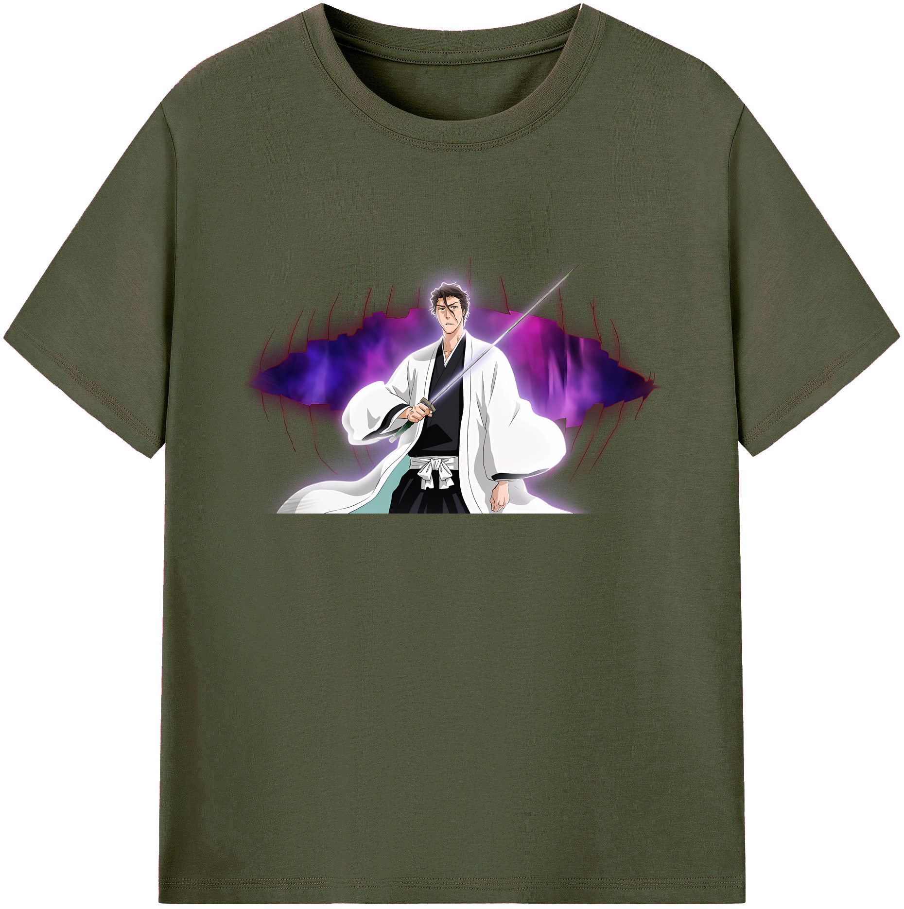 （画像用） ブリーチ 藍染 惣右介（あいぜん そうすけ） BLEACH Aizen Sousuke 綿100％ メンズ半袖Tシャツ｜肌触りやわらか＆通気性